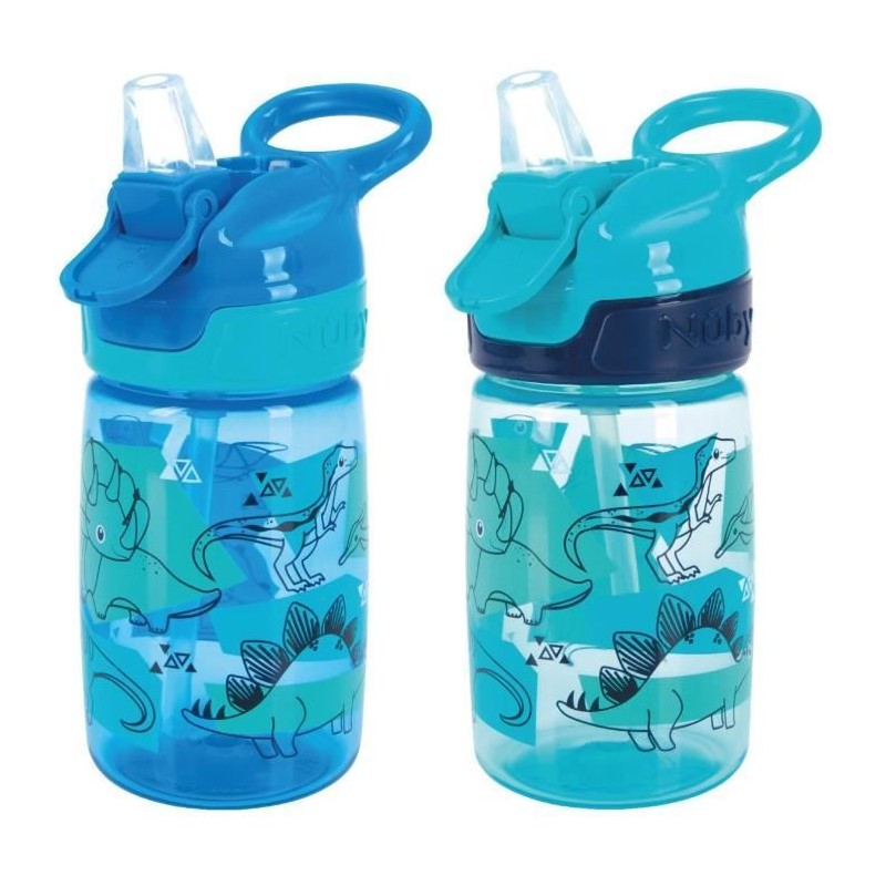 2er-Set Wasserflaschen - NUBY - Incredible Gulp - 360 ml - Dinosaurier