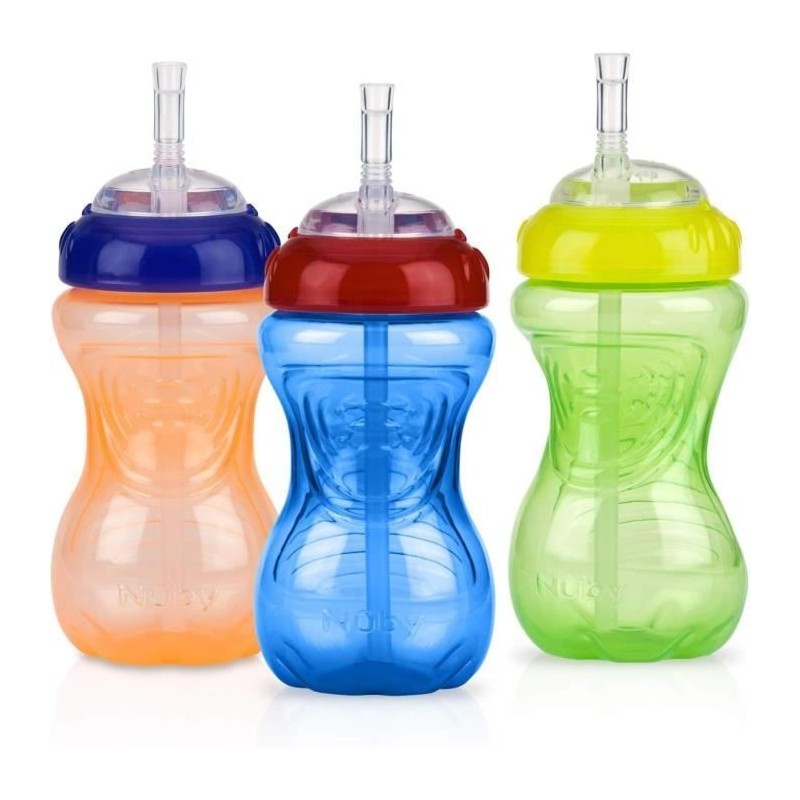 NUBY 3er-Pack auslaufsichere Becher mit flexiblen Strohhalmen – Unisex
