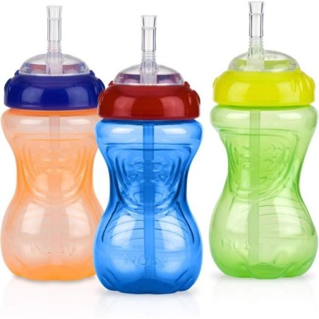 NUBY 3er-Pack auslaufsichere Becher mit flexiblen Strohhalmen – Unisex