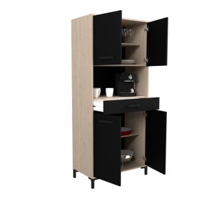 Werksküchenbuffet - Chene und Black Decor - 2 Türen + 1 Schublade - Modular - L 80 x D 43,3 x H 185 cm