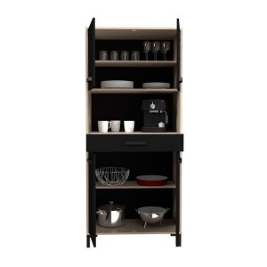Werksküchenbuffet - Chene und Black Decor - 2 Türen + 1 Schublade - Modular - L 80 x D 43,3 x H 185 cm