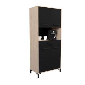 Werksküchenbuffet - Chene und Black Decor - 2 Türen + 1 Schublade - Modular - L 80 x D 43,3 x H 185 cm