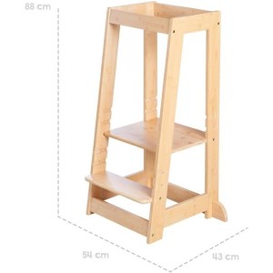 Montessori Lernturm - ROBA - FSC-zertifizierter Bambus - 3-fach höhenverstellbar - bis 80 kg - Natur