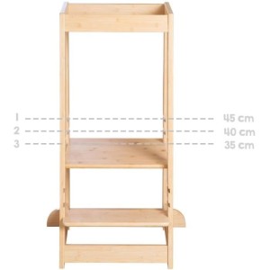 Montessori Lernturm - ROBA - FSC-zertifizierter Bambus - 3-fach höhenverstellbar - bis 80 kg - Natur