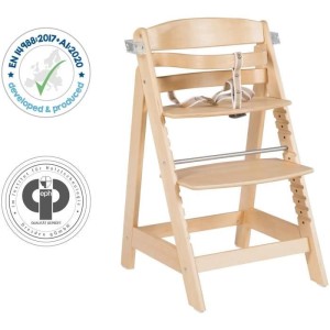 Hochstuhl - ROBA - SIT UP CLICK & FUN - Abnehmbares Esstablett - Höhenverstellbar - Bis 70 kg - Naturholz