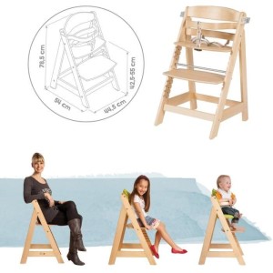 Hochstuhl - ROBA - SIT UP CLICK & FUN - Abnehmbares Esstablett - Höhenverstellbar - Bis 70 kg - Naturholz