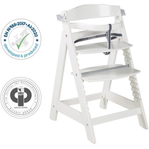 Hochstuhl – ROBA – SIT UP CLICK & FUN – Abnehmbares Esstablett – Höhenverstellbar – Bis 70 kg – Weiß lackiertes Ho