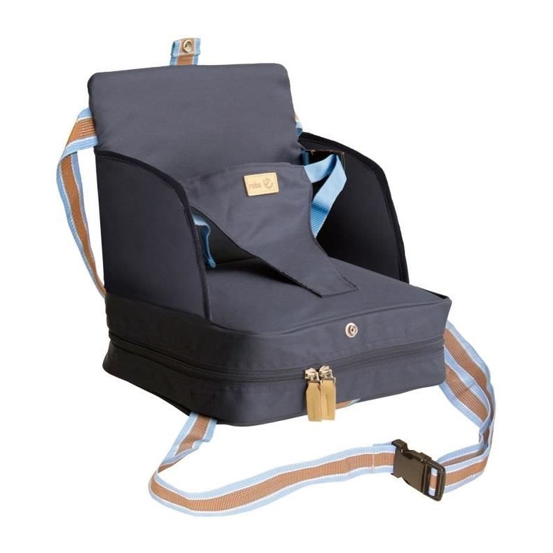 Réhausseur de chaise bébé - ROBA - Pliable - Coussin gonflable - Ceinture ajustable - 6 mois / 3 Ans (15 Kg) - Bleu marine