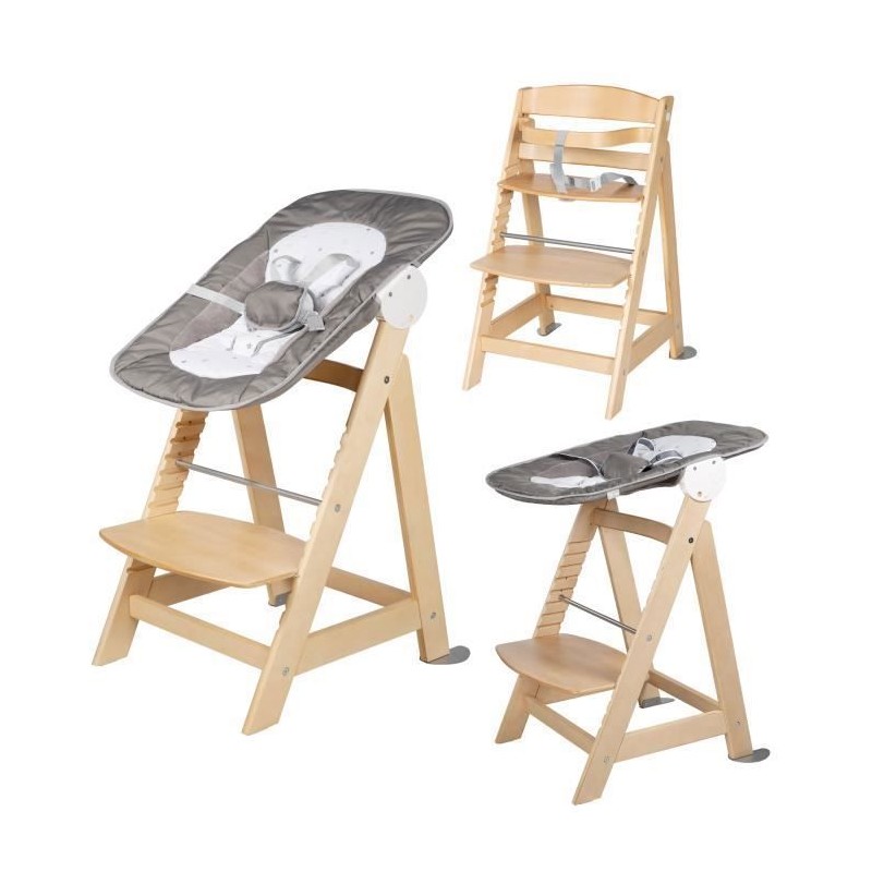 ROBA Born Up 2 in 1 Cabrio-Hochstuhl + Liegewippe – Sternenzauber – Von der Geburt an – Naturholz