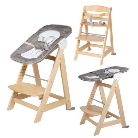 ROBA Born Up 2 in 1 Cabrio-Hochstuhl + Liegewippe – Sternenzauber – Von der Geburt an – Naturholz