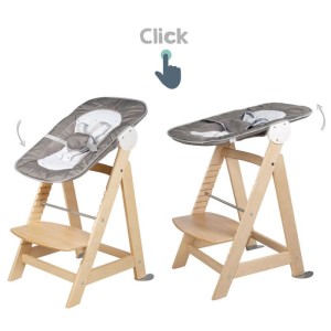 ROBA Born Up 2 in 1 Cabrio-Hochstuhl + Liegewippe – Sternenzauber – Von der Geburt an – Naturholz