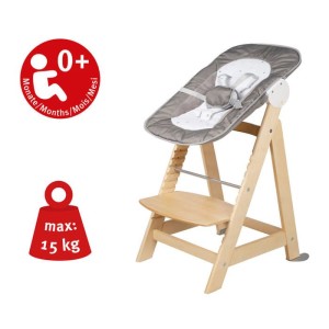 ROBA Born Up 2 in 1 Cabrio-Hochstuhl + Liegewippe – Sternenzauber – Von der Geburt an – Naturholz
