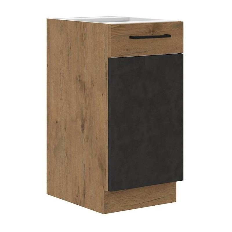 ROCK base unit - Melamine with lancelot oak and matera gray decor - 1 door - L40 x H82 cm