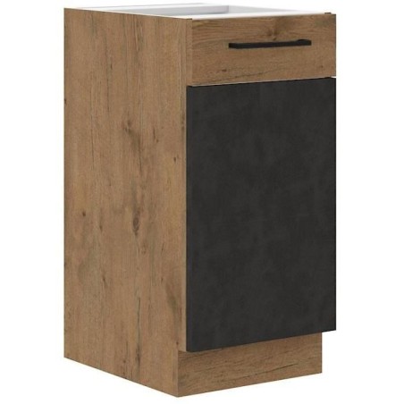 Unterschrank ROCK – Melamin mit Dekor Eiche Lancelot und Materagrau – 1 Tür – L40 x H82 cm
