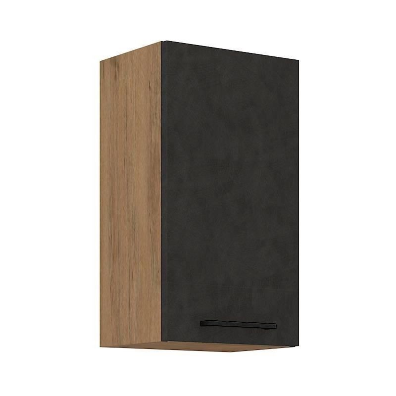 ROCK tall unit - Melamine with lancelot oak and matera gray decor - 1 door - L40 x H72 cm