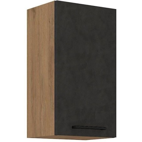 Hochschrank ROCK – Melamin mit Dekor Eiche Lancelot und Materagrau – 1 Tür – L40 x H72 cm