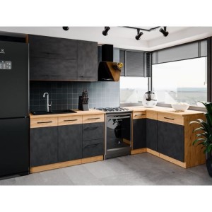 ROCK tall unit - Melamine with lancelot oak and matera gray decor - 1 door - L40 x H72 cm