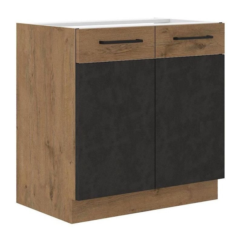 ROCK low cabinet - Melamine - Lancelot oak and matera grey - L 80 x H82 cm