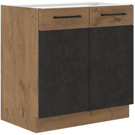 ROCK – Niedriger Schrank – 80 cm – Eiche Lancelot und Materagrau – COOK