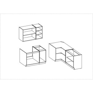 ROCK – Komplette Eckküche – Lancelot-Eiche-Melamin und Matera-Grau – 270 x 150 cm