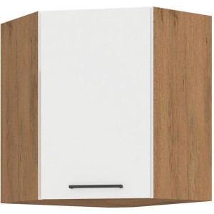 ROCK – Eck-Hochschrank – Lancelot-Eiche und glänzend weißes Melamin – 58 x 58 cm