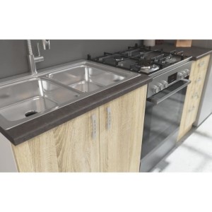 SARA Cuisine complete modulable - 7 éléments - Décor chene sonoma - L 240 cm - Plan de travail non inclus