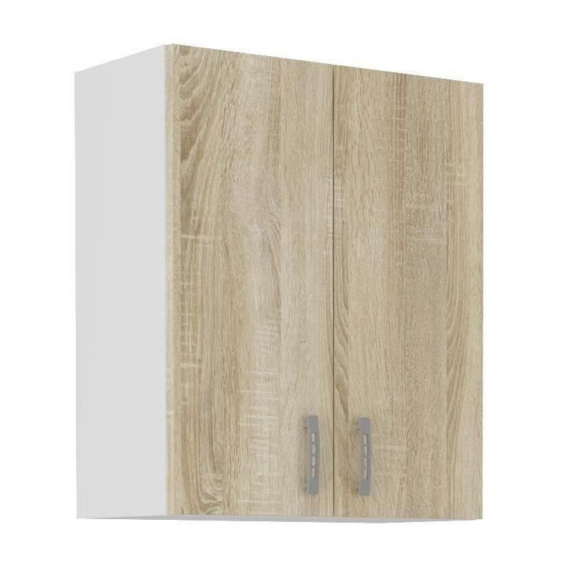 Hochschrank SARA – 2 Türen – Dekor Sonoma-Eiche – L60xT31xH71,5 cm – Hergestellt in Polen