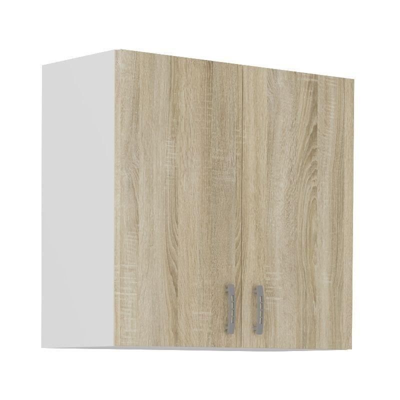 SARA high cabinet - 2 doors - Sonoma oak decor - L80xD31xH71.5 cm - Made in Poland
