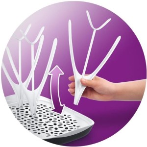 Egouttoir a biberons et tétines - PHILIPS AVENT - Bac d'égouttement amovible - Blanc/Gris