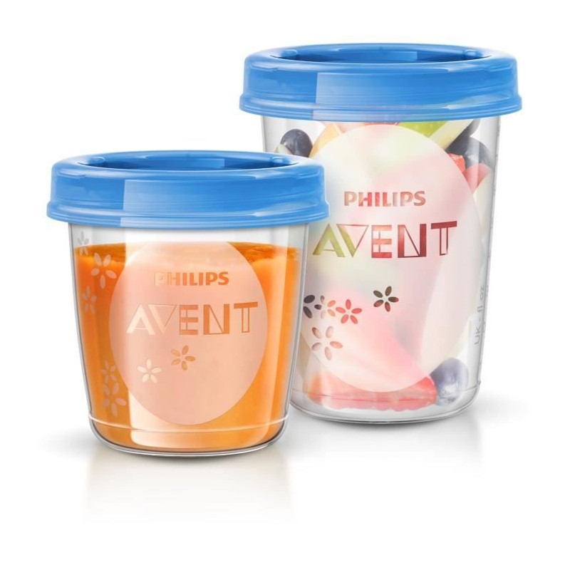 Set de pots de conservation - PHILIPS AVENT - Purées - 10x180ml + 10x240ml + 20 couvercles + Cuillere de sevrage + Recettes