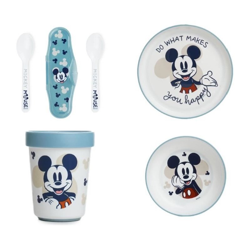 Pack repas 2eme âge THERMOBABY MICKEY Assiette + gobelet + bol + set de 2 cuilleres