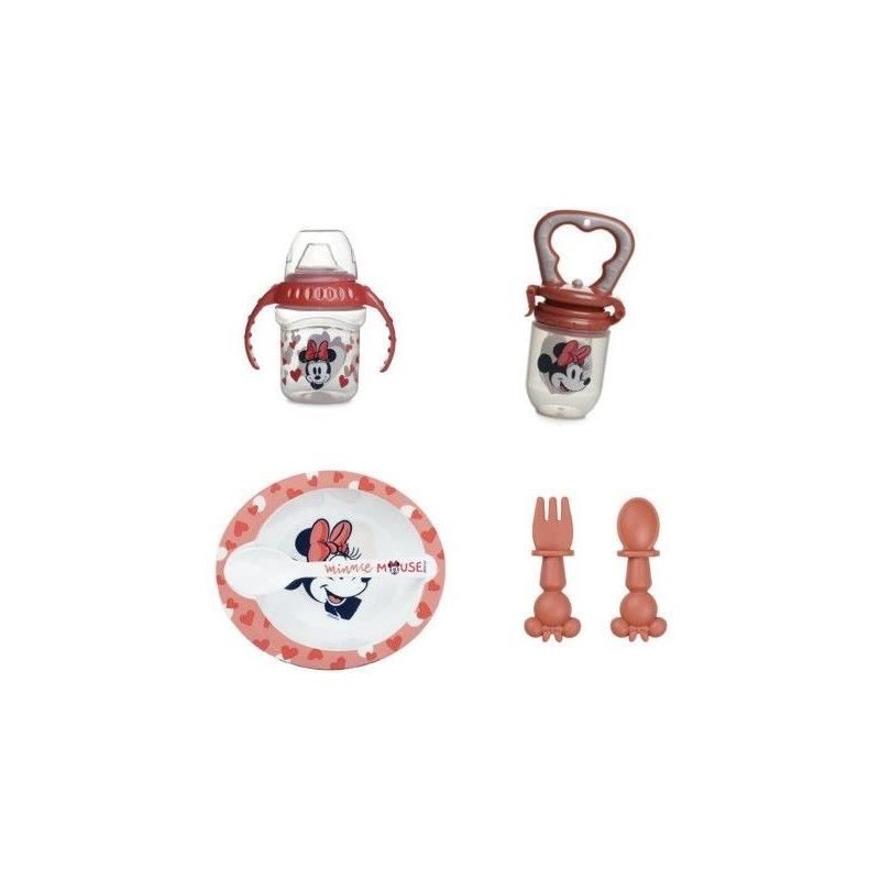 THERMOBABY MINNIE Mahlzeitenpaket für das 1. Lebensjahr – 1 Knabberzeug + 1 Schüssel + 1 Becher mit Henkel + 2 Löffel