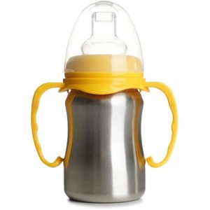 Learning cup - THERMOBABY - Stainless steel - 180 ml - Mango yellow - Ergonomic and leak-proof