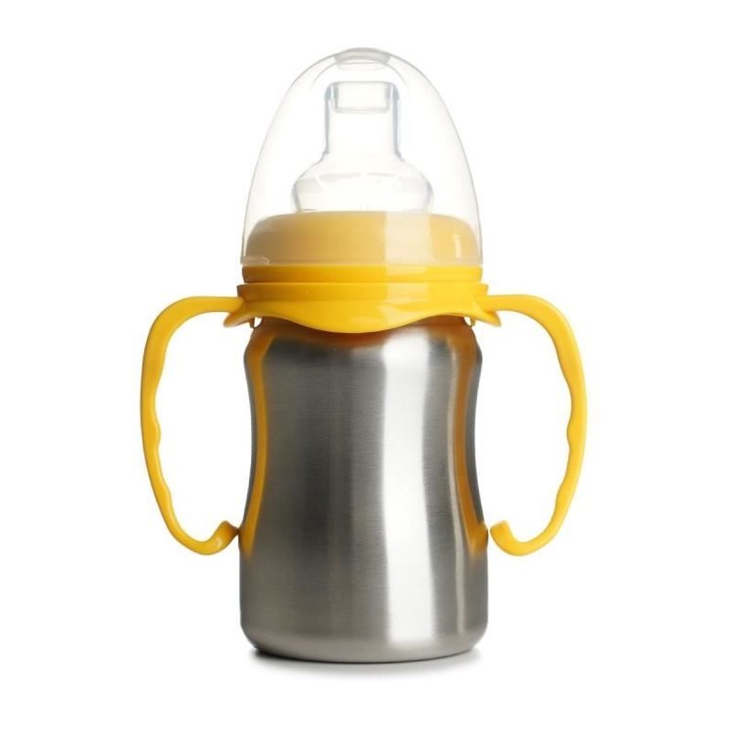 Tasse d'apprentissage - THERMOBABY - Inox - 180 ml - Jaune Mangue - Ergonomique et anti-fuites
