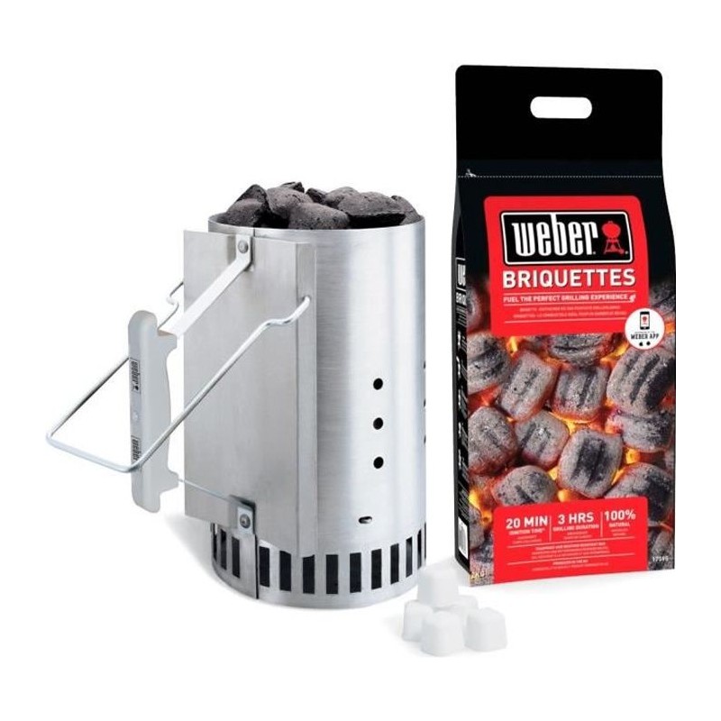 WEBER Rapidfire Ignition Chimney Kit - With 2 kg briquettes + 6 fire-rated cubes