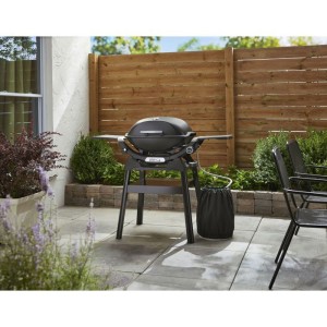 Weber Q2200N Gasgrill mit Ständer – 4,11 kW – 1 Brenner – Emailliertes Gusseisen – Piezozündung – Schwarz