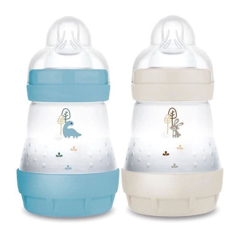 Lot de 2 Biberons - MAM - Easy Start - Anti-colique - 160 ml - Tétine débit 1 - Océan + Sable