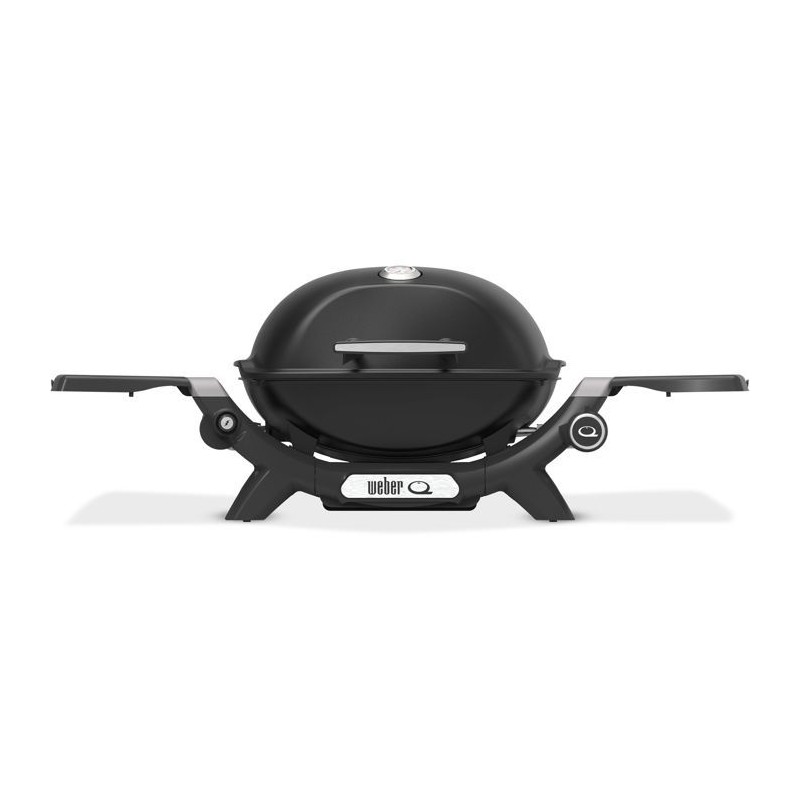 Barbecue a gaz - Weber - Q1200N - 2,94kW - 1 brûleur en acier inoxydable - Deux tablettes d'appoint - Fonte émaillée- Noir
