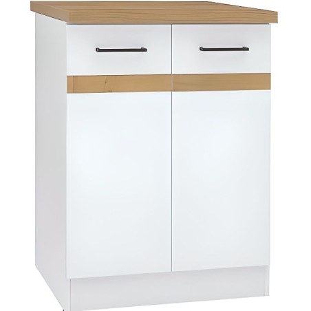 Junona Kitchen Low Cabinet 60 cm - 2 Türen - Arbeitsplatte - Brilliant White