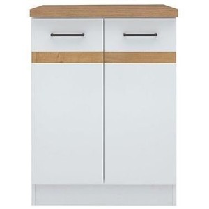 Junona Kitchen Low Cabinet 60 Cm - 2 doors - Worktop - Brilliant White