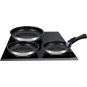 3er-Set Bratpfannen - Arthur Martin - AM2196 - 20-24-26 cm - Edelstahl - Abnehmbarer Griff - Alle Herdarten, auch Induktion