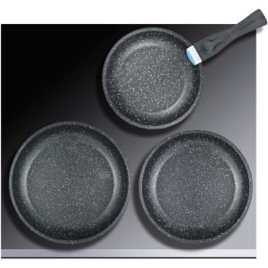 Set of 3 frying pans - Arthur Martin - AM2196 - 20-24-26 cm - Stainless steel - Removable handle - All hobs including induction