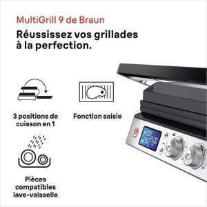 Multifunktionsgrill - BRAUN - Multi Grill 9 - 2000 W - 3 Heizstufen - Schwarz / Stahl