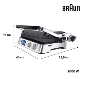 Multifunktionsgrill - BRAUN - Multi Grill 9 - 2000 W - 3 Heizstufen - Schwarz / Stahl