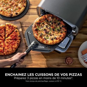 Four a pizza électrique - NINJA - MO201EU - 1760 W - 4 modes de cuisson - jusqu'a 370° - Gris