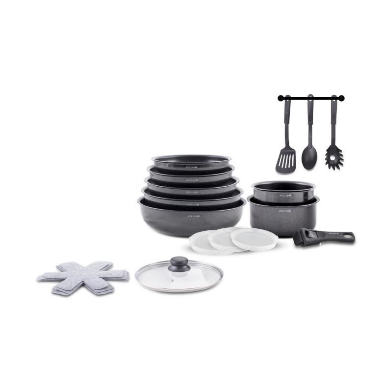 Kochgeschirr – Alle Herdarten einschließlich Induktion – ART & CUISINE – AC1824 – Aluminium – 18 Teile – Antihaftbe