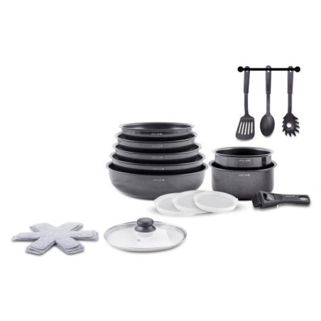 Kochgeschirr – Alle Herdarten einschließlich Induktion – ART & CUISINE – AC1824 – Aluminium – 18 Teile – Antihaftbe