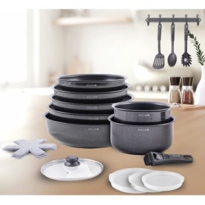 Kochgeschirr – Alle Herdarten einschließlich Induktion – ART & CUISINE – AC1824 – Aluminium – 18 Teile – Antihaftbe