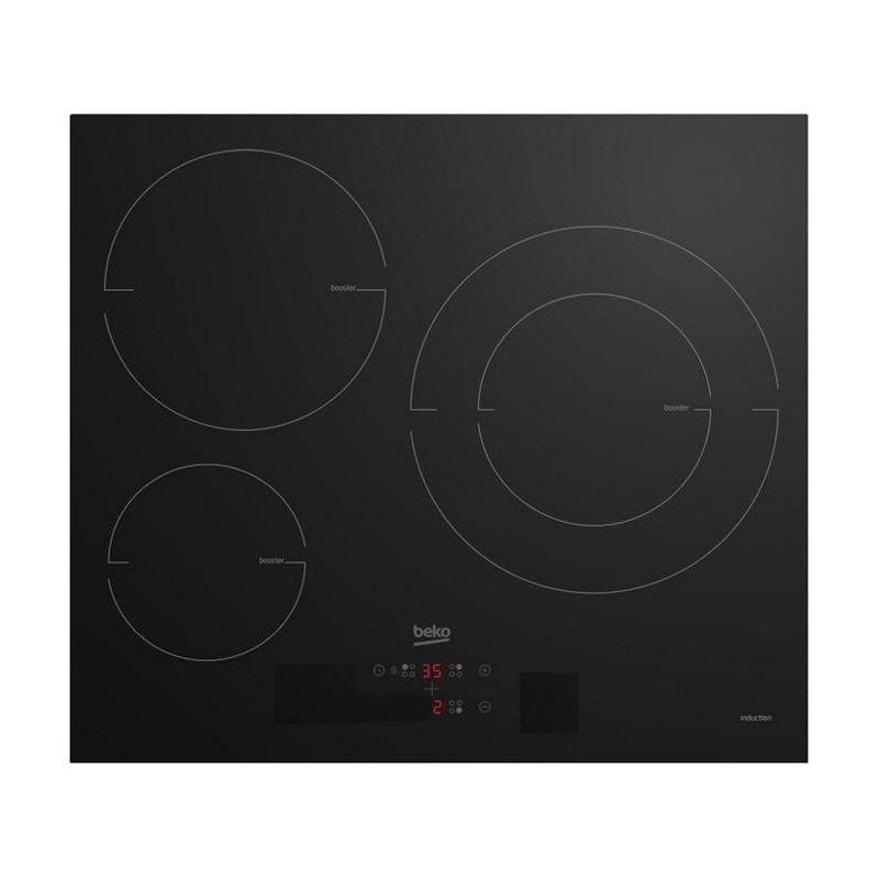 Plaque a induction - BEKO - 3 foyers - 60 cm - Noir - HII63405MT