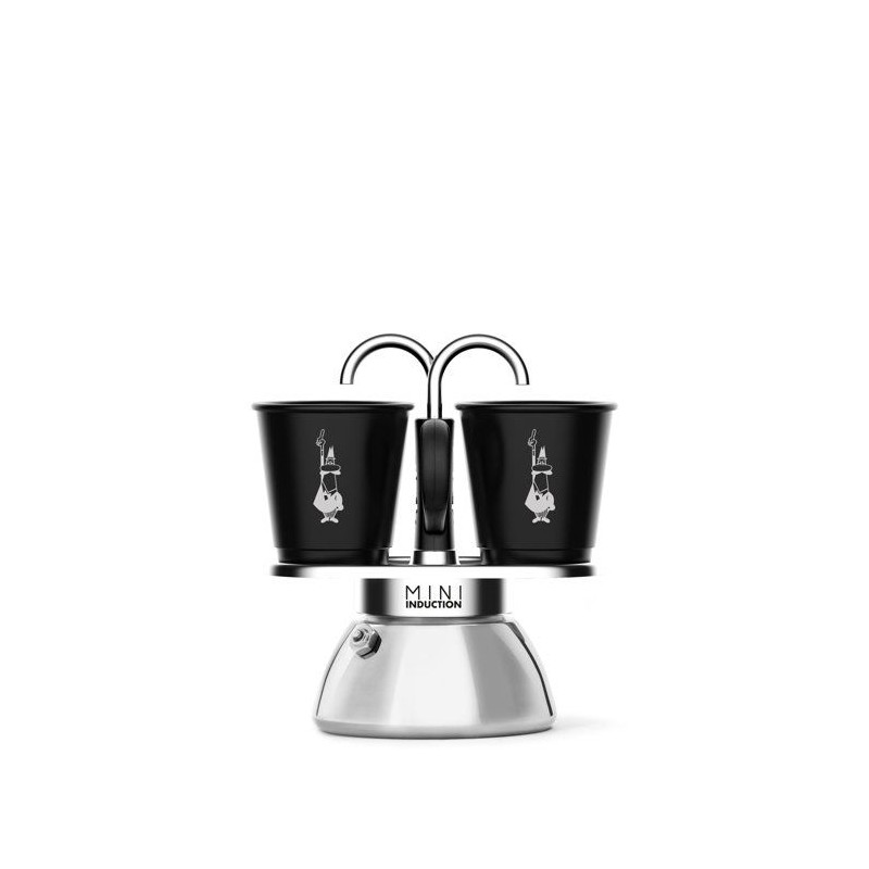 Set cafetiere italienne + 2 tasses - BIALETTI - Mini-induction - 100 ml - Inox / Noir